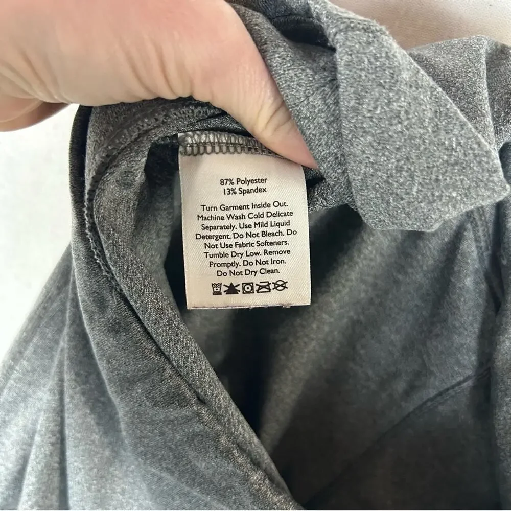 Eddie Bauer Gray Capri Crop Leggings Womens M Medium Key Pocket Mid Rise Pull On